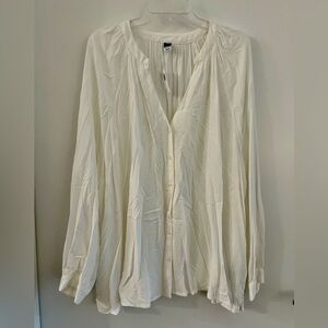 Old navy, cream button up blouse, v-neck, 3X